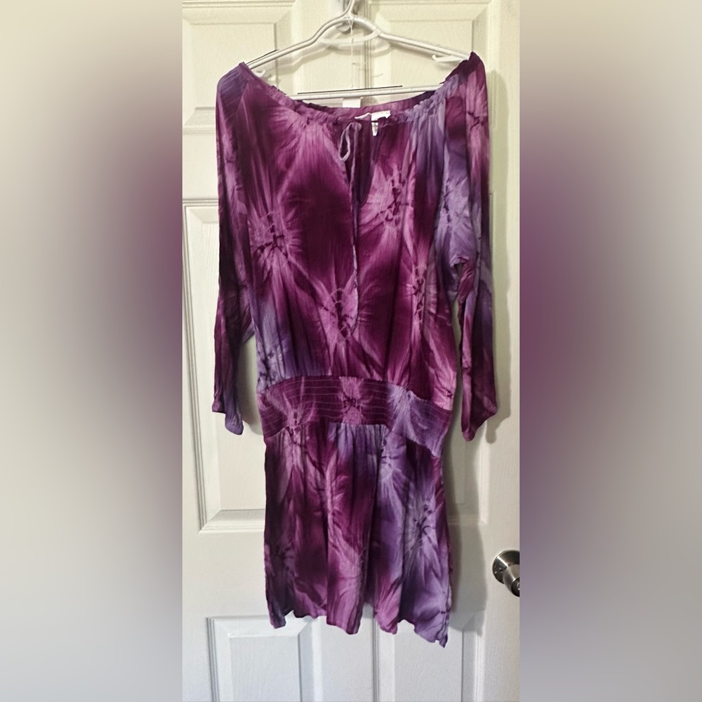 Roaman's Purple Tie-Dye Swim Coverup